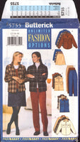 Butterick 5755 Womens' Separates: Loose Fitting Shirt, Vest, Skirt and Tapered Pants, Uncut, Factory Folded, Sewing Pattern Size 12-16
