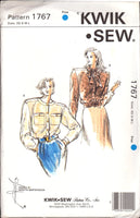 Kwik Sew 1767 Blouse with Long Cuffed Sleeves, Shoulder Yokes & Neckline Variations, U/C, Factory Folded, Sewing Pattern Multi Size XS-L