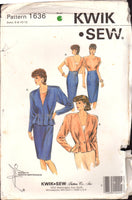 Kwik Sew 1636 Lace-Up Peplum Style Jacket and High Waist Panel Skirt, Uncut, Factory Folded, Sewing Pattern Multi Size 6-12