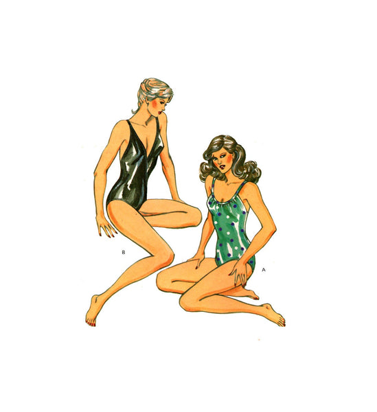 Kwik Sew 1220/1221  Women's Swimwear: One Piece Swimsuit in Two Styles, Uncut, F/Folded, Sewing Pattern Size 6-12 or 14-20