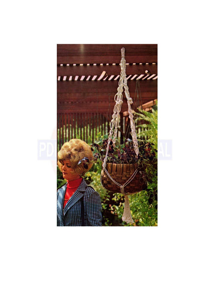 In FRENCH/EN FRANÇAIS: Patron 70s vintage "Le Marin" pour support/jardinière en macramé pdf téléchargeable