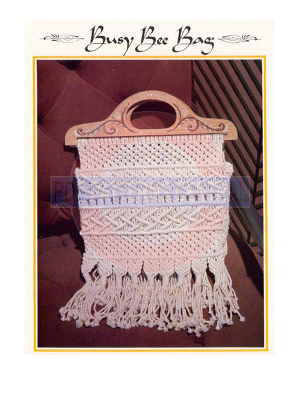 Vintage 70s Macrame Busy Bee Bag Pattern Instant Download PDF 2 pages