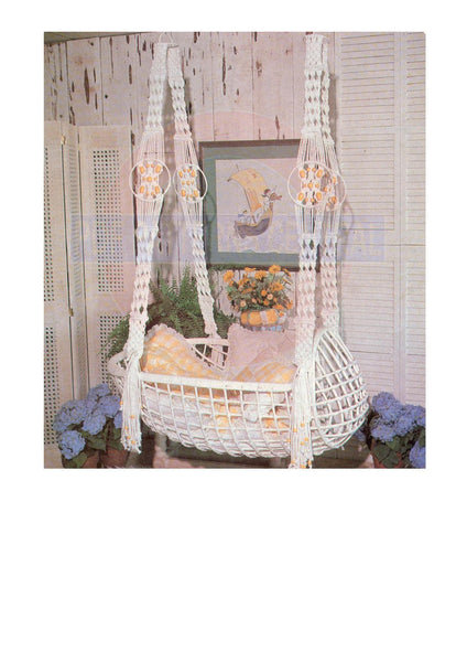 Vintage 70s Baby Cradle Snow Flake Pattern Instant Download PDF 2 pages