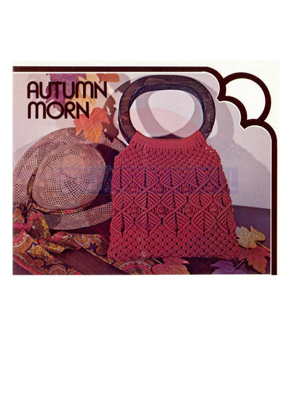 Vintage 70s Autumn Morn Macrame Purse Pattern Instant Download PDF 4 +3 pages
