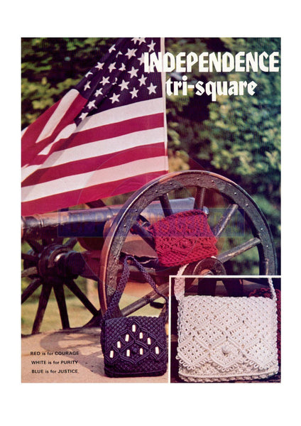 Vintage 70s Independence Macrame Purse Pattern Instant Download PDF 3 + 3 pages