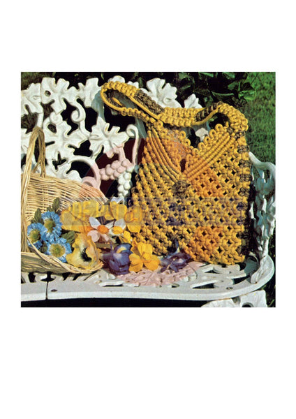 Vintage 70s Jonquil and Spring Rose Macrame Purse Patterns Instant Download PDF 4 +3 pages