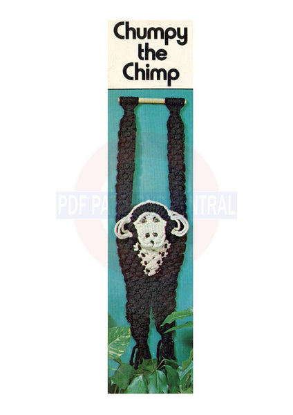 Vintage 70s Chumpy Macrame Chimpanzee Wall Hanging Pattern Instant Download PDF 3 + 3 pages