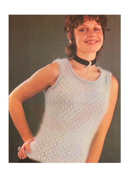 Vintage 60s Sleeveless Evening Top Knitting Pattern Bust Size 32-38 Instant Download PDF 2 pages