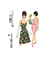 60s Elegant Evening, Party, or Cocktail Dress with Slim or Full Skirt, Bust 36 Waist 28 Hip 38, McCall's 7762 Sewing Pattern Reproduction