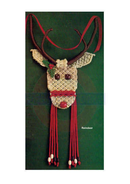 Vintage 70s Macrame Reindeer Pattern Instant Download PDF 3 + 2 pages