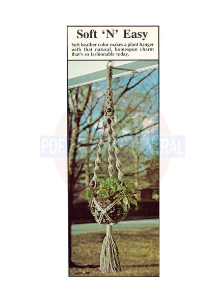 Vintage 70s Soft 'n Easy Macrame Plant Hanger Pattern Instant Download PDF 2 + 6 pages