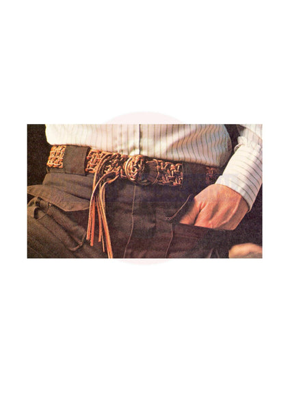 Vintage 70s Macrame Leather Thong Belt Pattern Instant Download PDF 1 page