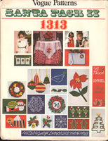 Vogue 1313 Embroidered, Applique Christmas/Xmas Motif Transfers including Alphabet, Uncut, Factory Folded, Sewing Pattern