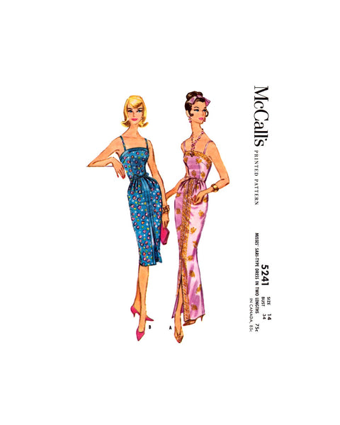 50s Sari-Type Dress with Camisole Top and Four Gore Skirt in Two Lengths, Bust 34 Waist 26 Hip 36, McCall's 5241 Sewing Pattern Reproduction