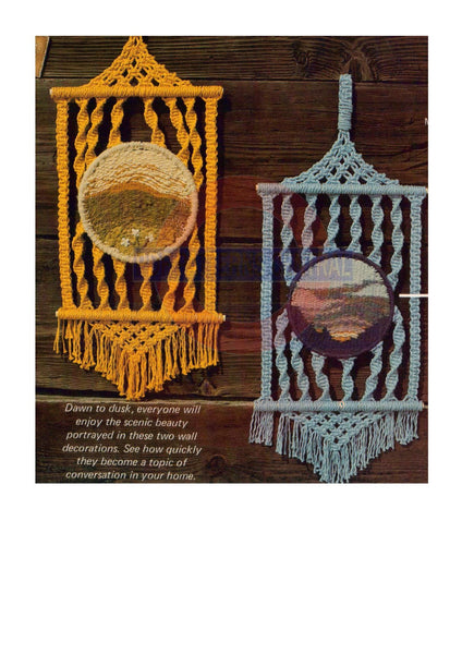 Vintage 70s Sunrise - Sunset Macrame Wall Hanging Pattern Instant Download PDF 2 pages plus Knots and Techniques