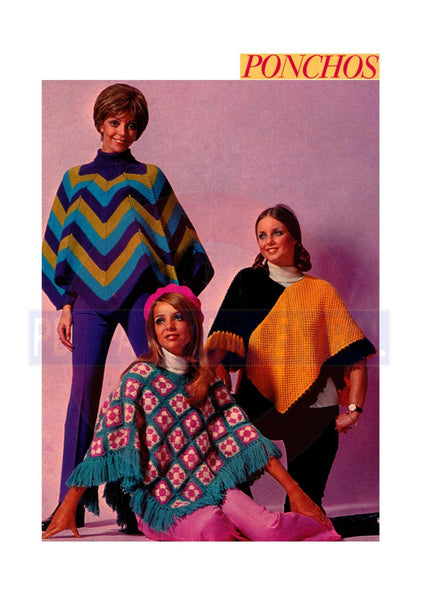 1960s Colourful Warm Mexican Style Ponchos Instant Download PDF 1 page plus picture