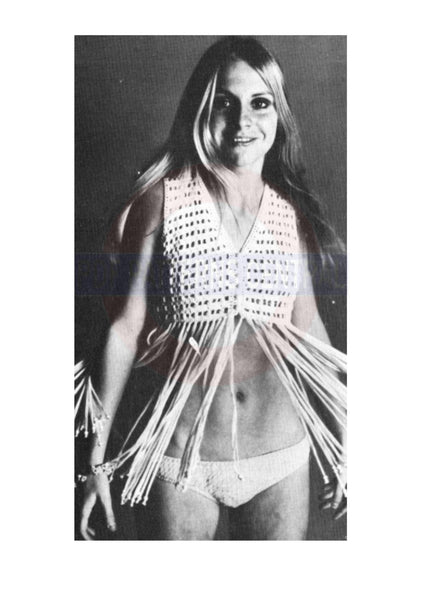 Vintage 60s Sleeveless GoGo/Tasselled Vest, Music Festival Top Crochet Pattern Bust Size 32-36" Instant Download PDF 1 page