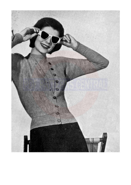 Early 1950s Knitting Pattern For Batwing Twin Set Bust Size 34-40 Instant Download PDF