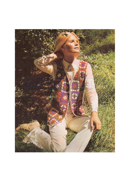 Crocheted 1970s Waistcoat Bust Size 34-36 Instant Download PDF 2 pages