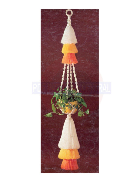 Vintage 70s Macrame Orange Parfait Plant Hanger Pattern Instant Download PDF 2 + 2 pages
