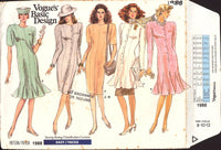 Vogue Basic Design 1988 Mother of the Bride: Dress or Tunic & Skirt with Hemline Godets, Uncut, Factory Folded, Sewing Pattern Size 8-12
