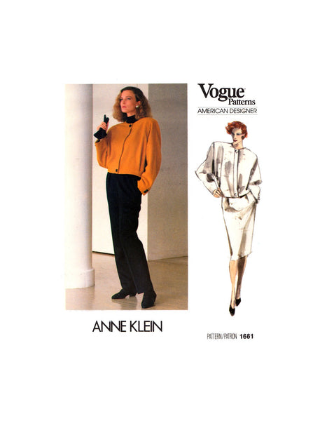 Vogue American Designer 1661 Anne Klein Lined Jacket, Straight Skirt and Tapered Pants, Uncut, Factory Folded, Sewing Pattern Size 10