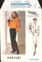 Vogue American Designer 1661 Anne Klein Lined Jacket, Straight Skirt and Tapered Pants, Uncut, Factory Folded, Sewing Pattern Size 10