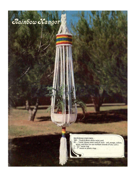 Vintage 70s Macrame "Rainbow Hanger" Plant Hanger Pattern Instant Download PDF 1.5 + 2 pages