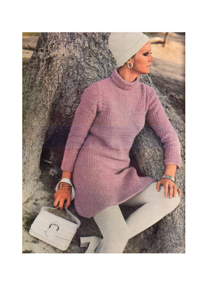 1970s Crochet Dress Bust Size 34-38 Hip Size 36-40 Instant Download PDF 3 pages