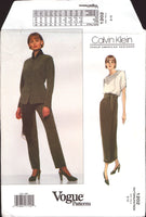 Vogue American Designer 1202 Calvin Klein Lined Jacket, Wrap Skirt, Tapered Pants and Scarf, Uncut, F/Folded, Sewing Pattern Size 8-10