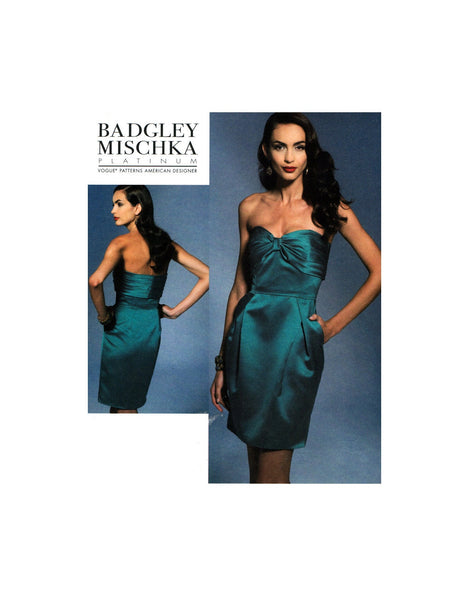 Vogue American Designer 1273 Badgley Mischka Strapless Evening, Party, Cocktail Dress, Uncut, F/Folded Sewing Pattern Multi Size 4-10