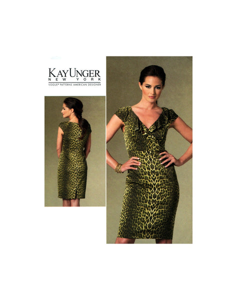 Vogue American Designer 1206 Kay Unger Lined, Party, Evening, Cocktail Dress, Uncut, Factory Folded Sewing Pattern Multi Size 6-12