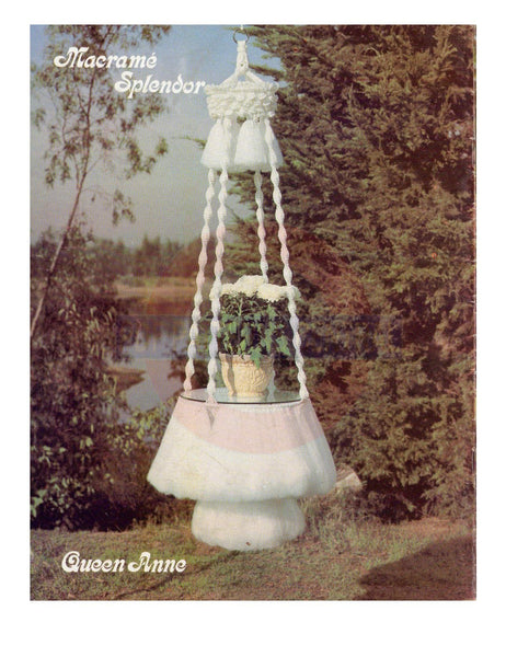 Vintage 70s Macrame Queen Anne Plant Hanger Pattern Instant Download PDF 2 + 1 pages