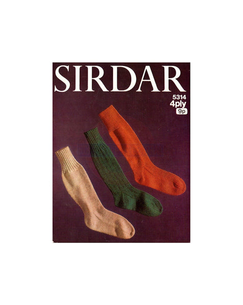 Sirdar 5314 Three 60s Knitting Patterns For Men's Socks Instant Download PDF 4 pages