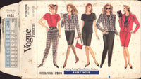 Vogue 7319 Office Separates: Unlined Jacket, Pullover Top, Tapered Skirt or Pants, Uncut, Factory Folded, Sewing Pattern Size 8-10-12
