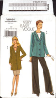 Vogue 8464 Lined Jackets in Two Lengths, Tapered Skirt and Wide Leg Pants, Uncut, Factory Folded, Sewing Pattern Multi Size 8-16