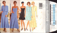 Butterick 4798 Fitted and Flared Dress in Two Lengths and Long Sleeve Jacket, Uncut, Factory Folded, Sewing Pattern Size 14-16-18