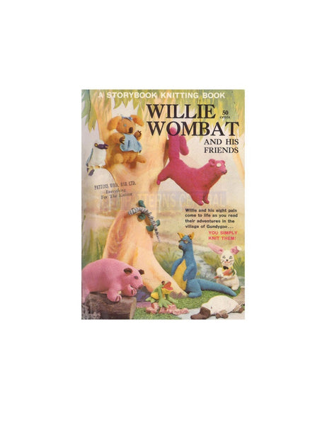 WiIlie Wombat Knitting Book - Knitted Animal Patterns Instant Download PDF 28 pages