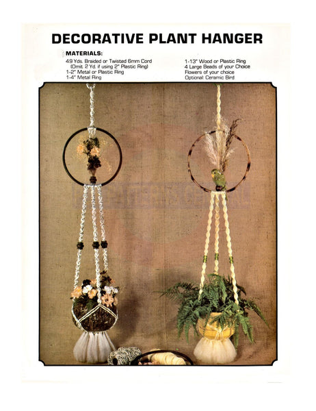 Vintage 1980 Decorative Plant Hanger Pattern Instant Download PDF 2 + 8 pages