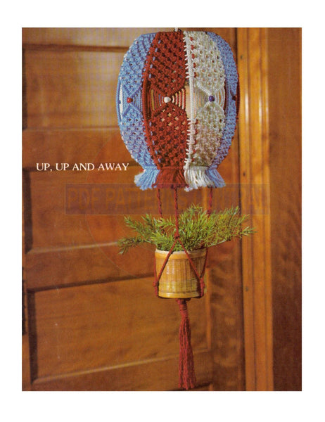 Vintage 1970s "Up, Up and Away" Plant Hanger Pattern Instant Download PDF 2 + 5 pages
