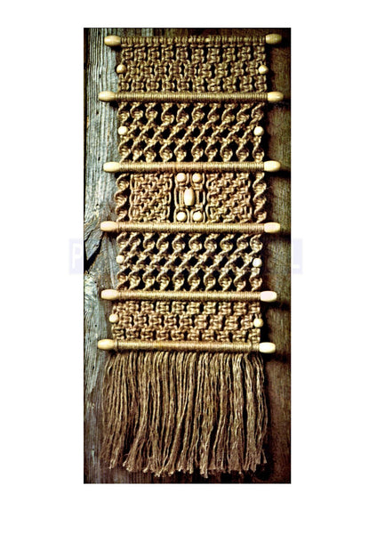 Vintage 1970s "Aztec Scroll" Macrame Wall Hanging Pattern Instant Download PDF 2 + 7 pages