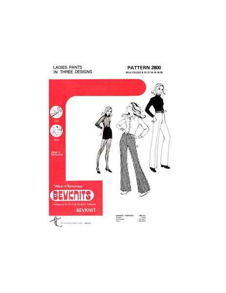 70s Women's Flared or Straight Leg Pants and Shorts, Multi-Size 8-20, High Quality Vintage Sewing Pattern Reproduction