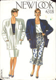New Look 6318 Loose Fitting Dolman Sleeve Jacket and Straight or Flared Skirt, Uncut, Factory Folded Sewing Pattern Multi Size 8-18