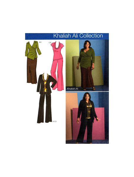 Simplicity 1945 Khaliah Ali Collection Pants, Skirt, Knit Tops and Cardigan, Uncut, Factory Folded Sewing Pattern Multi Plus Size 10-18