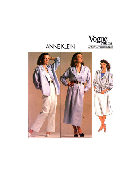 Vogue American Designer 1542 by Anne Klein:  Jacket, A-Line Skirt and Straight Pants, Uncut, Factory Folded, Sewing Pattern Size 12