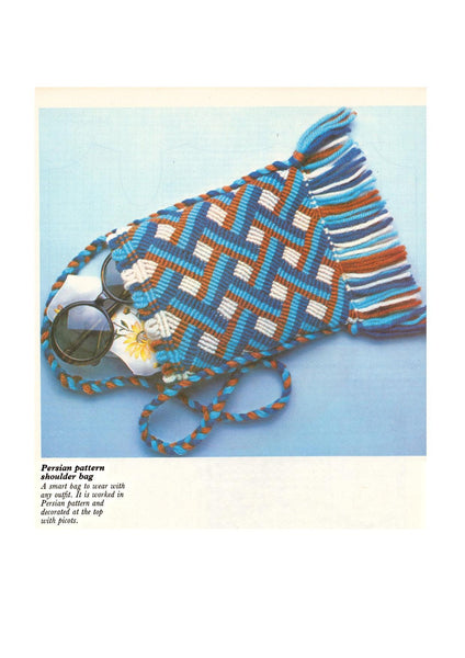 Vintage 70s Macrame Persian Pattern Shoulder Bag Pattern Instant Download PDF 2 pages