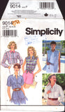 Simplicity 9014 Set of Button Front Shirts with Sleeve Length and Optional Contrast Collar, Uncut, Factory Folded, Sewing Pattern Size 12-16