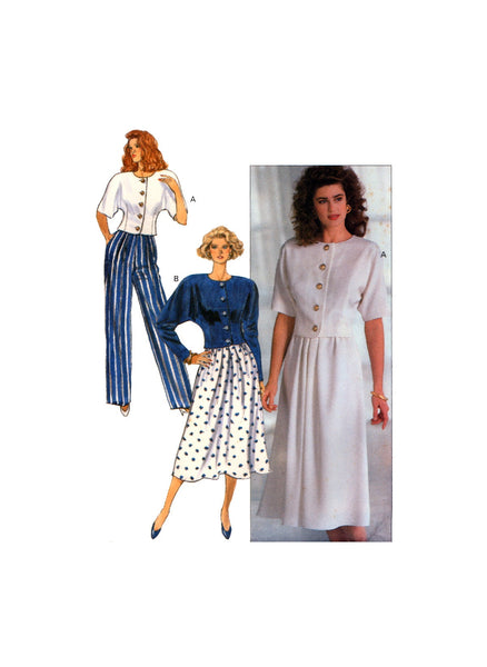 Butterick 3937 Loose Fitting Top with Long or Short Sleeves, Flared Skirt and Pleated Pants, Uncut, Factory Folded, Sewing Pattern Size 8-12