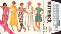 Butterick 3699 Pullover Dress and Tapered Jumpsuit with Front or Back V-Neckline, Uncut, Factory Folded, Sewing Pattern Size 12-14-16