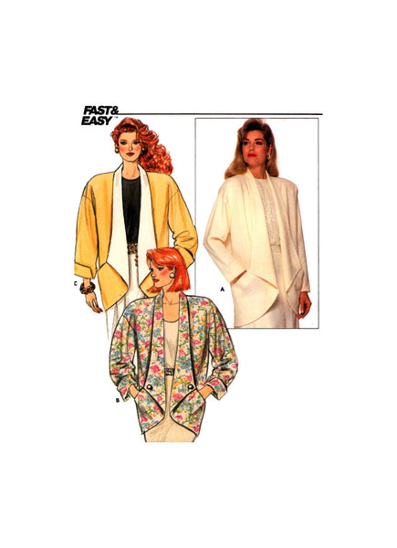 Butterick 3686 Very Loose Fitting Below Hip Length Jacket with Three Quarter Sleeves, Uncut, Factory Folded, Sewing Pattern Multi Size 6-14